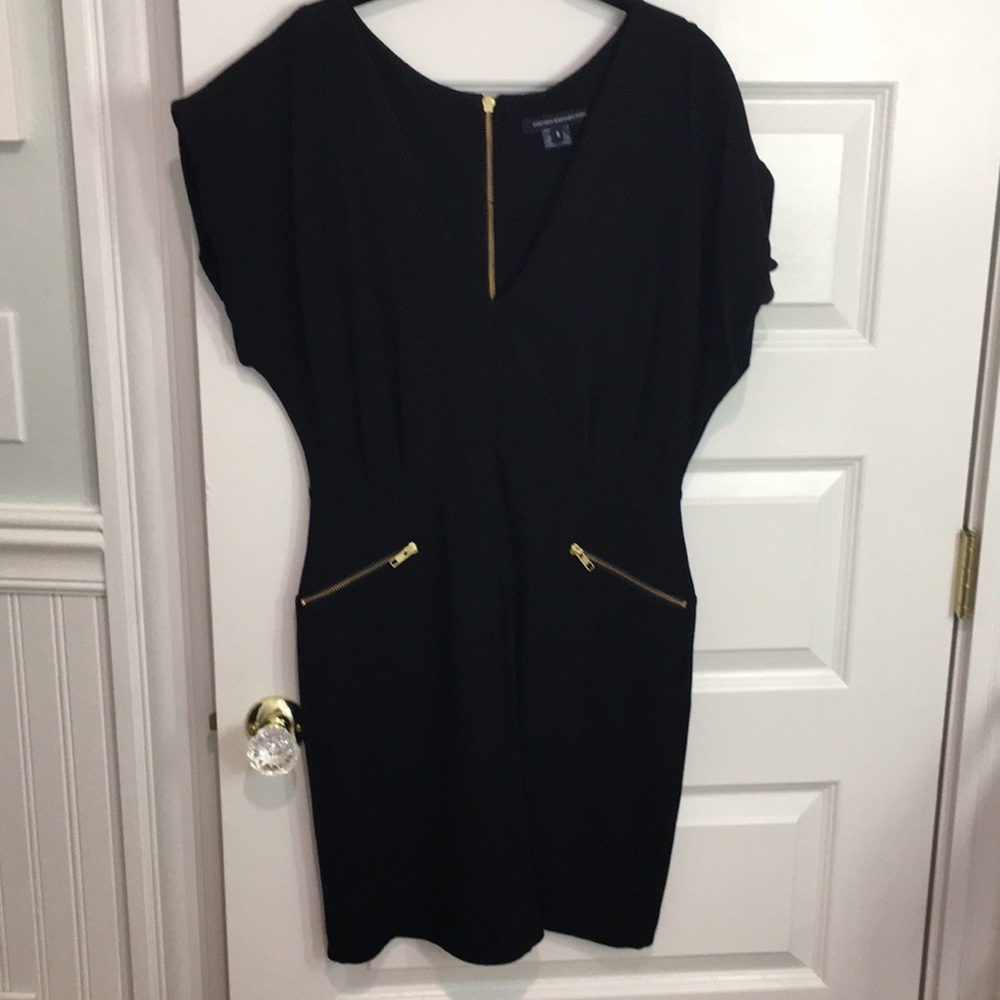 French connection V-neck zipper detail dress sz 8